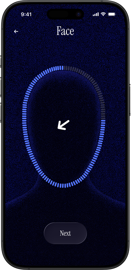 MOG face scan onboarding screen
